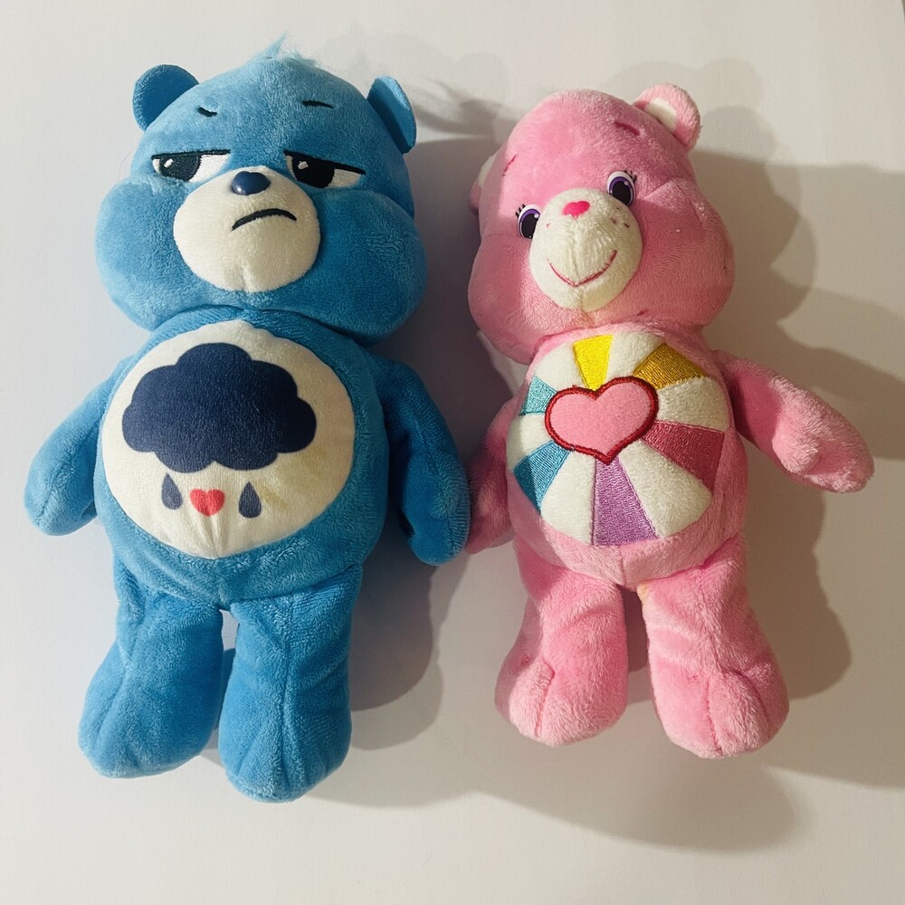 Care Bears 12 Plush Grumpy Bear Blue 2020 & Hopeful Heart Rainbow 2017 Toy Lot!